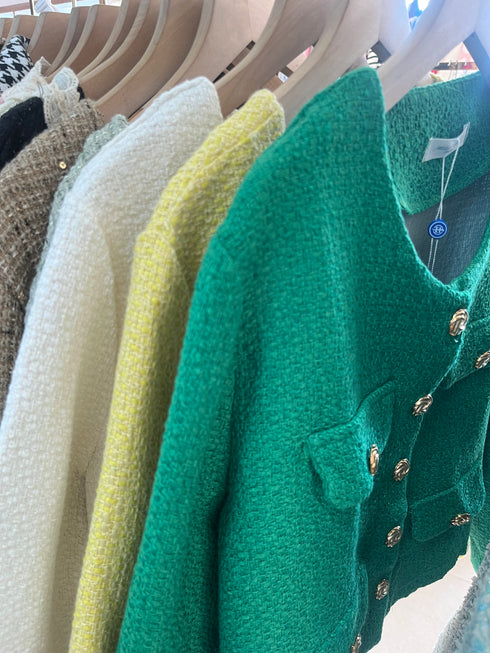 Women Single Breasted Casual Tweed Coat